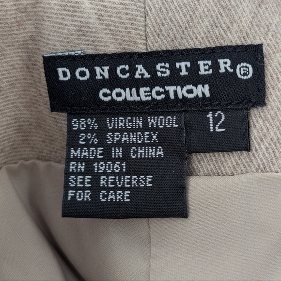 Doncaster Collection Virgin Wool Blend Dress Pants 12 Beige Professional Career - Picture 2 of 6
